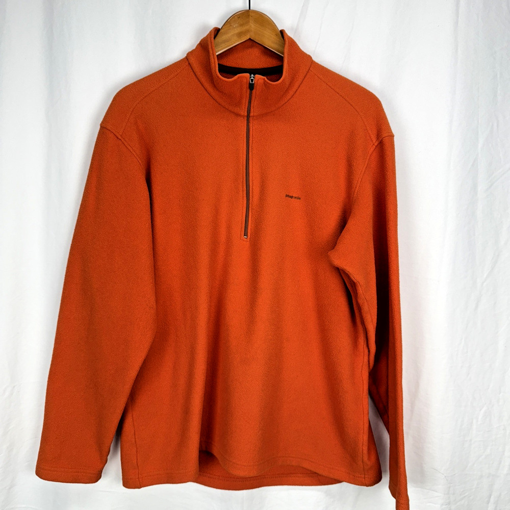 Patagonia Vintage Capilene Mens Half 1/4 Zip Fleece Pullover Size L Burnt Orange